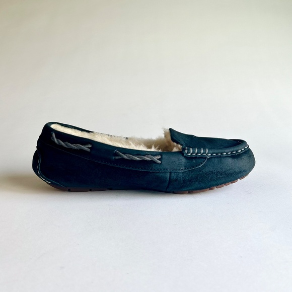 UGG Black Suede Faux Fur Lining Rubber Outsole Driver Moccasin Loafers size 7 - Picture 5 of 12